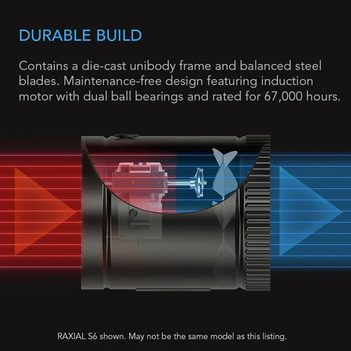 Product Secondary Image:Ventilateur de surpression en ligne AC Infinity RAXIAL S4 avec contrôle de vitesse 4 pouces (106 CFM)