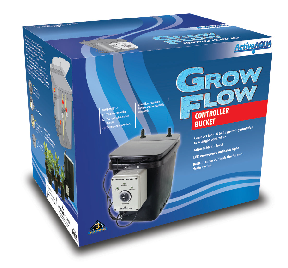 Product Secondary Image:Active Aqua Grow Flow Contrôleur 7-Gal avec kit seau 2 Gal