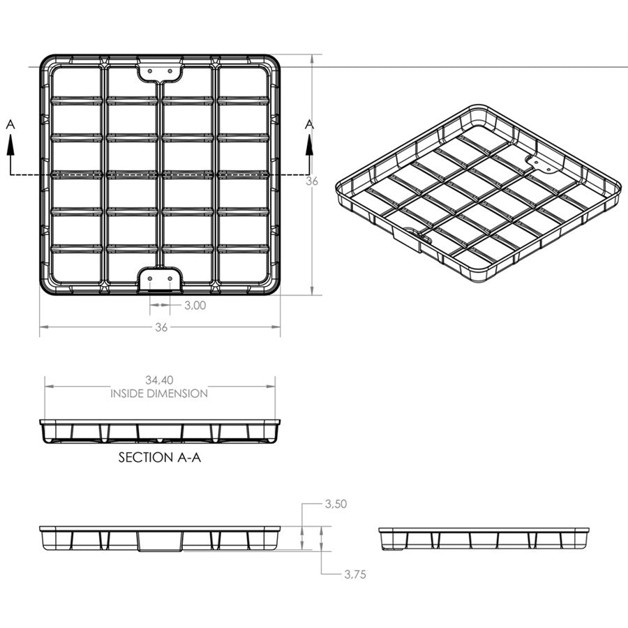 Commercial Tray 3' x 3' Grey