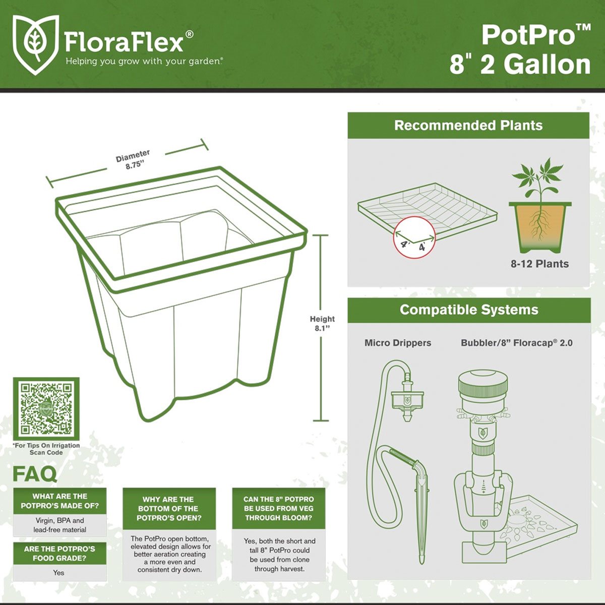 FloraFlex Pot Pro 8 Inch 2 Pot