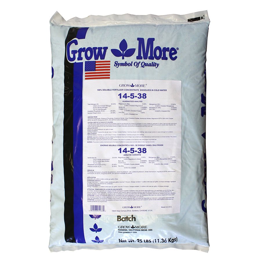 Product Image:GrowMore SOLUBLE FERTILIZER (14-5-38) 11.36kg