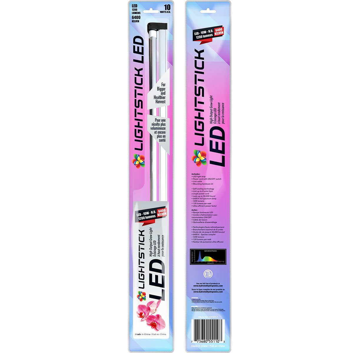 Lightstick LED 2' Grow Light 10W Strip 120-240V Linkable
